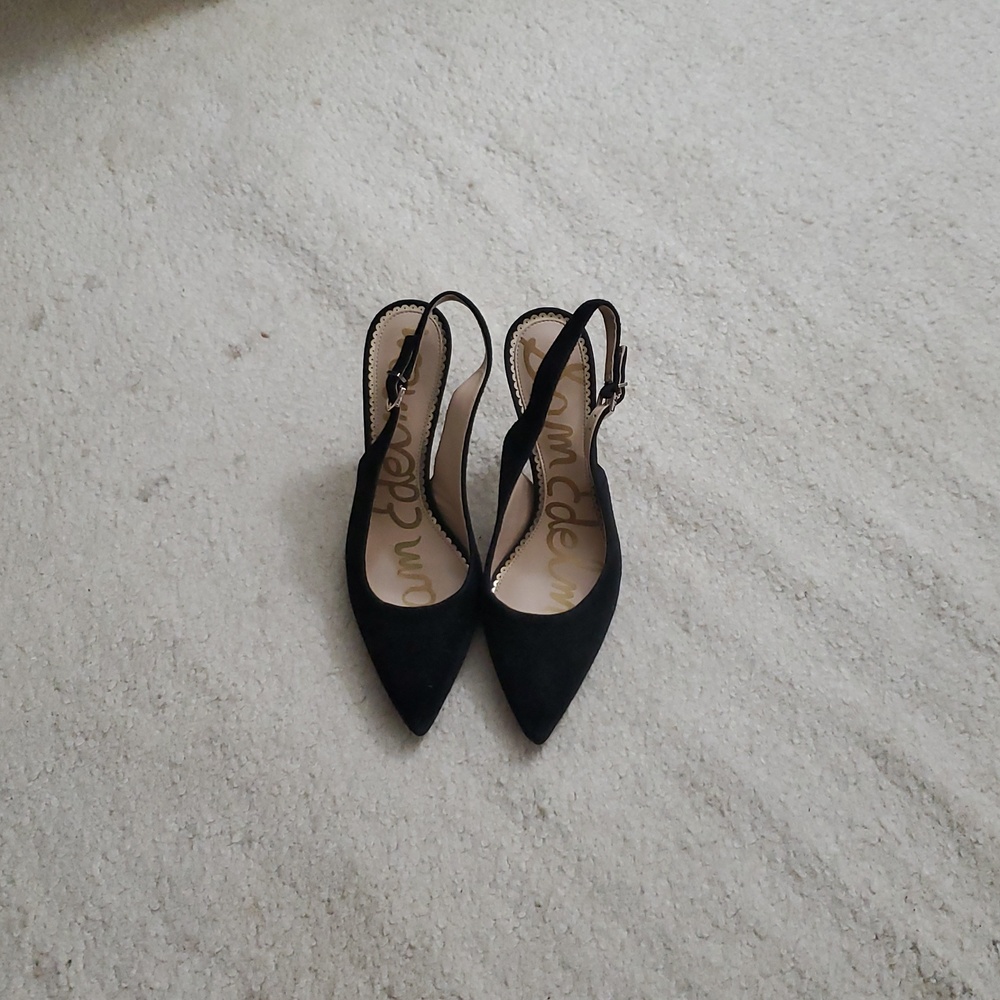 Sam Edelman Suede Black Pointed Slingback Heels, 8M